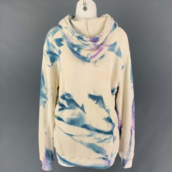 THE ELDER STATESMAN Cream Multi-Color Tie Dye Hoodie Sweatshirt - Picture 3 of 5